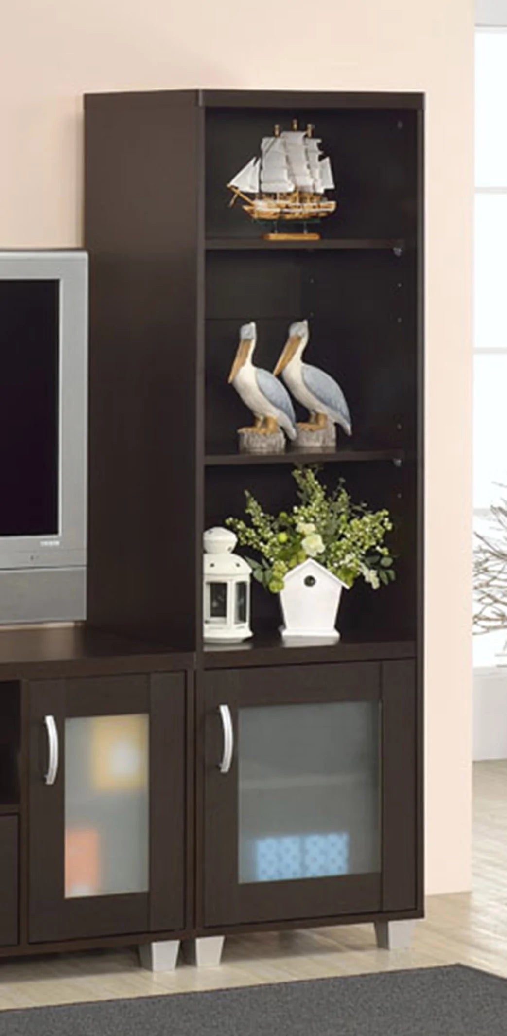 Left Pier or Right Pier BookShelf Espresso Color - GracePalaceFurniture