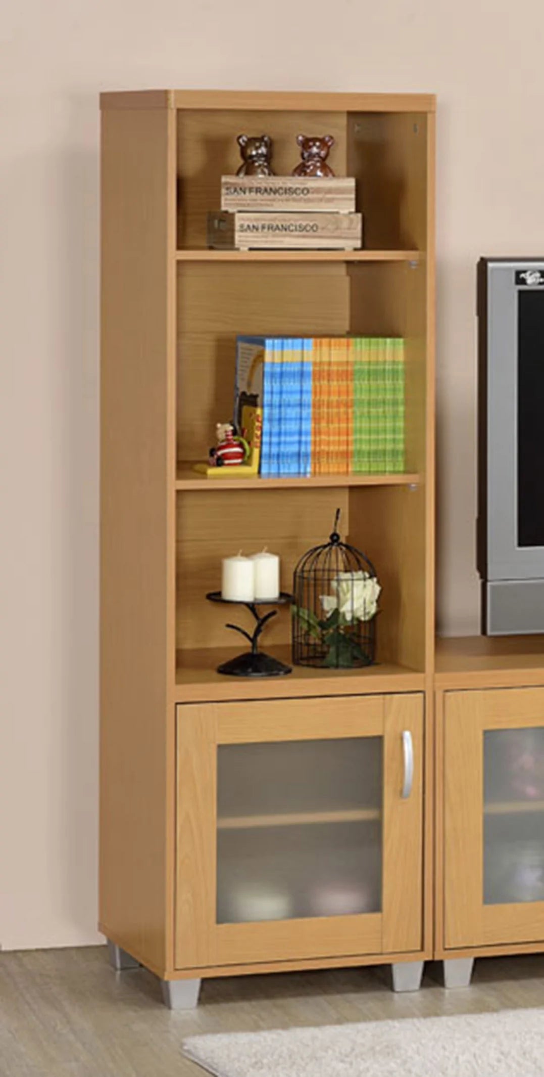 Left Pier or Right Pier BookShelf Natural Color - GracePalaceFurniture