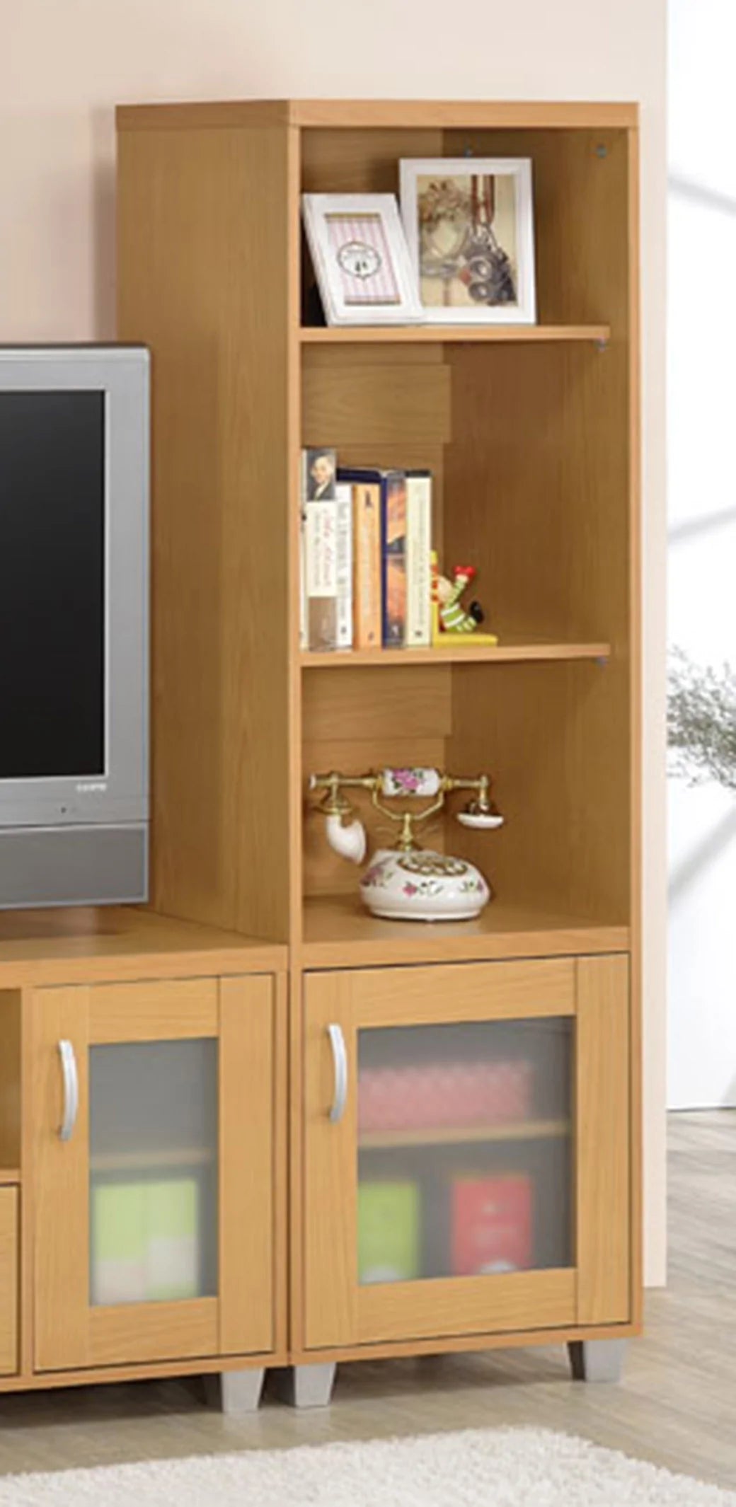 Left Pier or Right Pier BookShelf Natural Color - GracePalaceFurniture