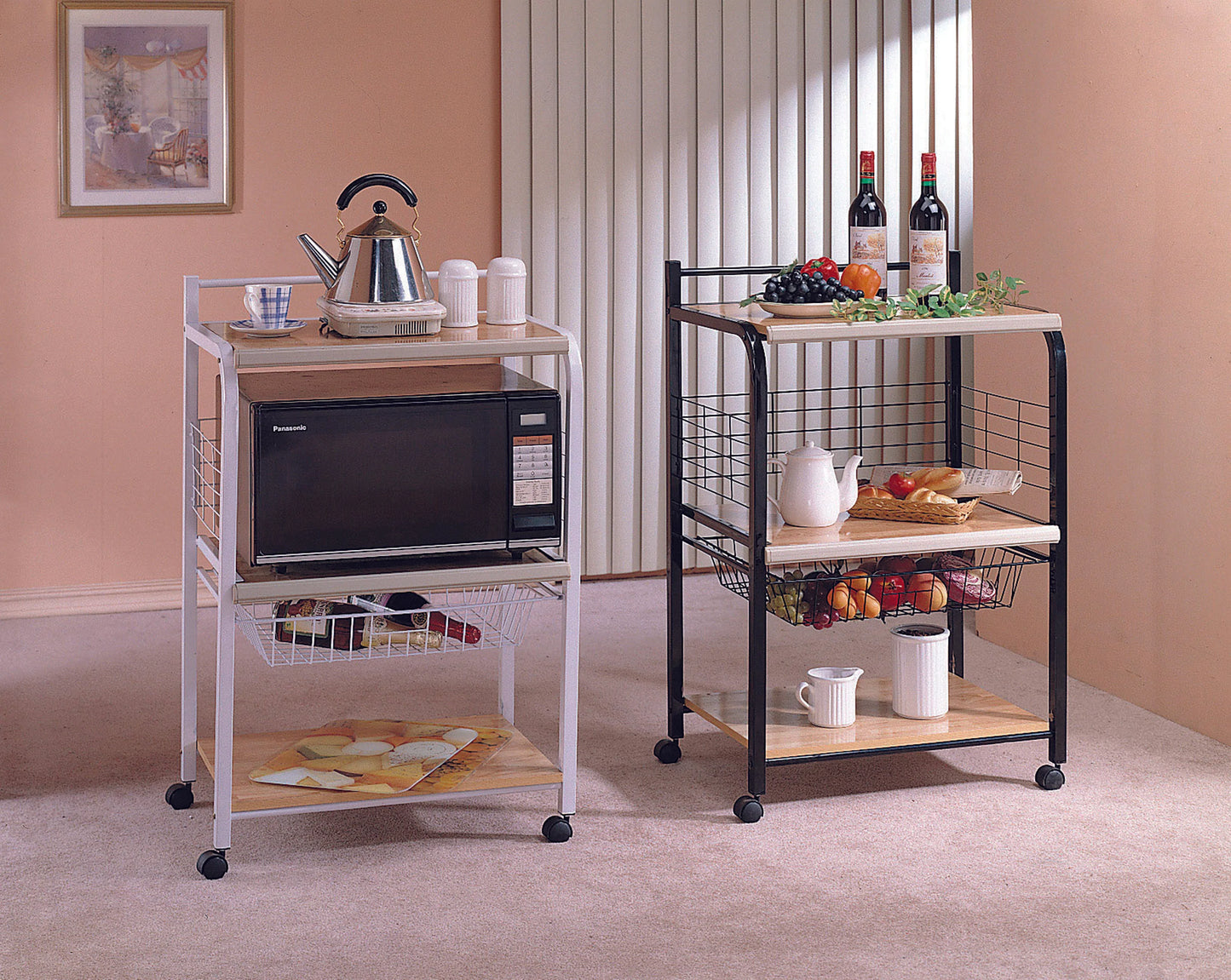Microwave Serving Cart Comes in Black, Espresso, or White - GracePalaceFurniture