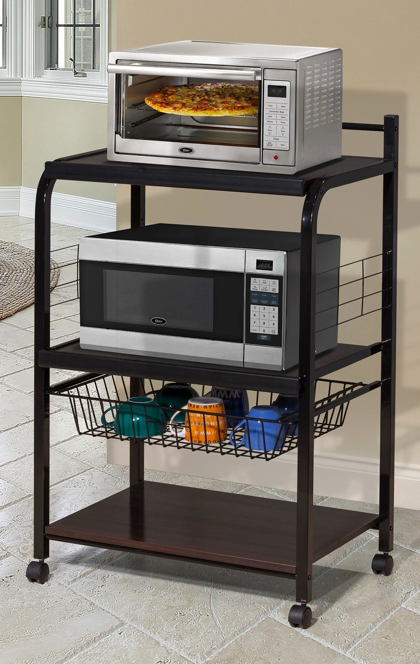 Microwave Serving Cart Comes in Black, Espresso, or White - GracePalaceFurniture