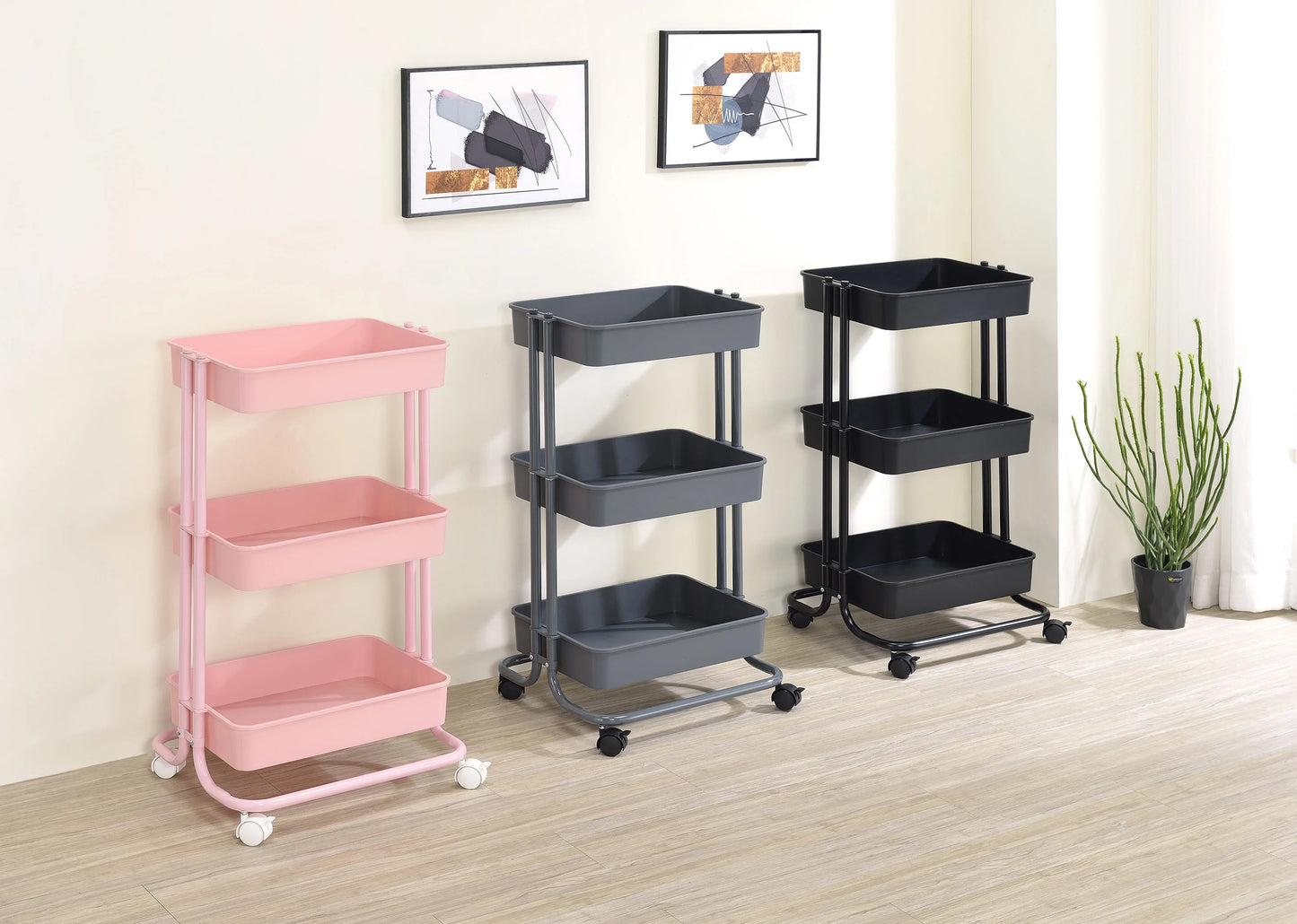 31.7" H x 17" W x 14.8" D 3 Tier Shelving Unit - GracePalaceFurniture