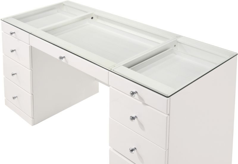 Avery LED Lights Vanity Set in White by Crown Mark