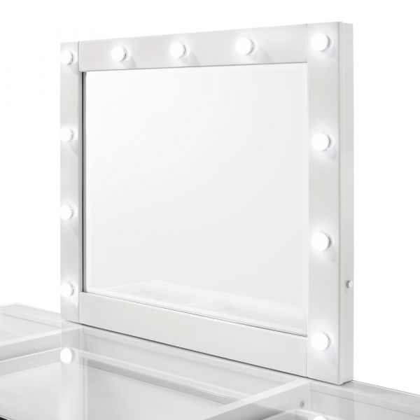 Avery LED Lights Vanity Set in White by Crown Mark
