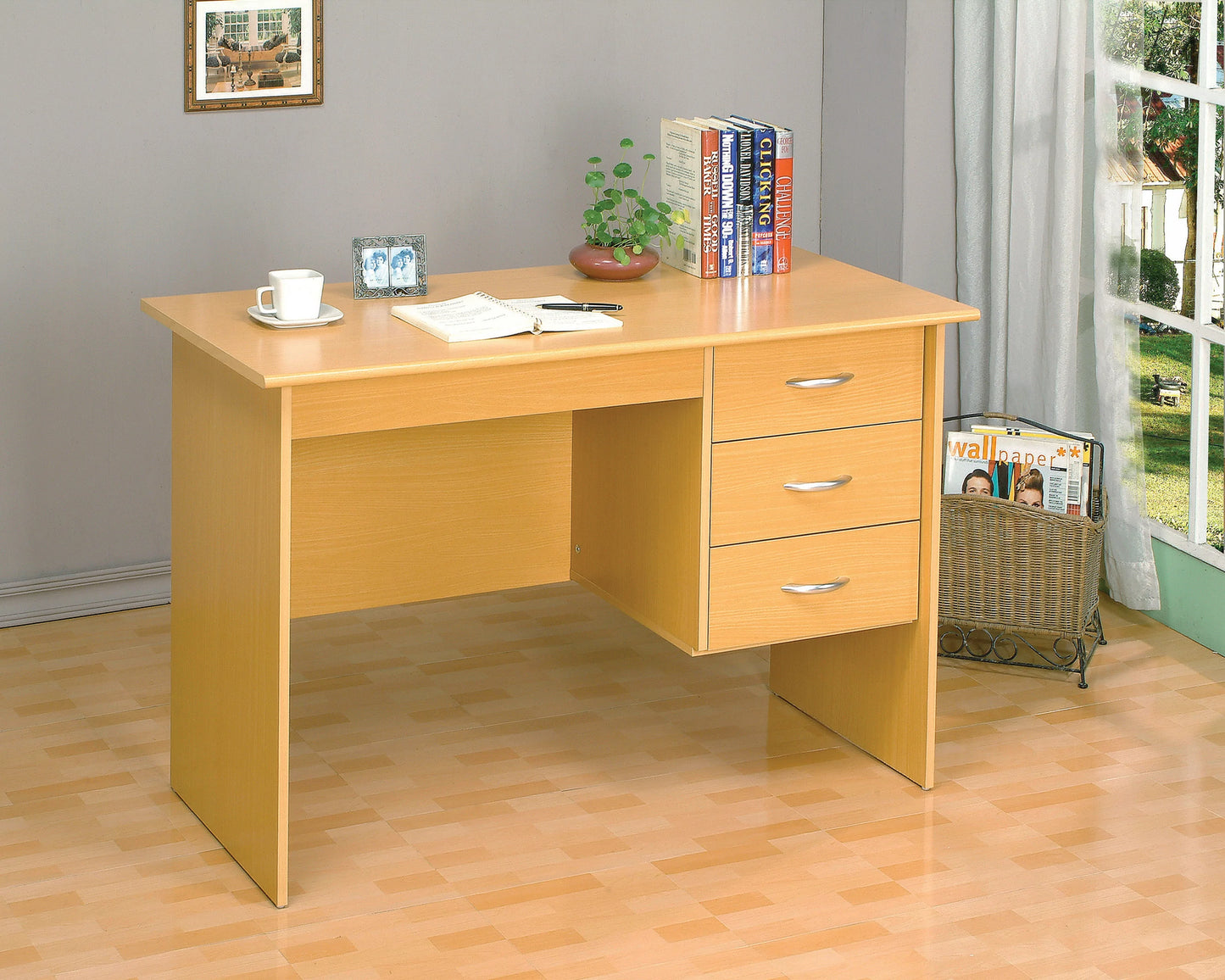 Desk Comes in Cherry or Natural Finish - GracePalaceFurniture