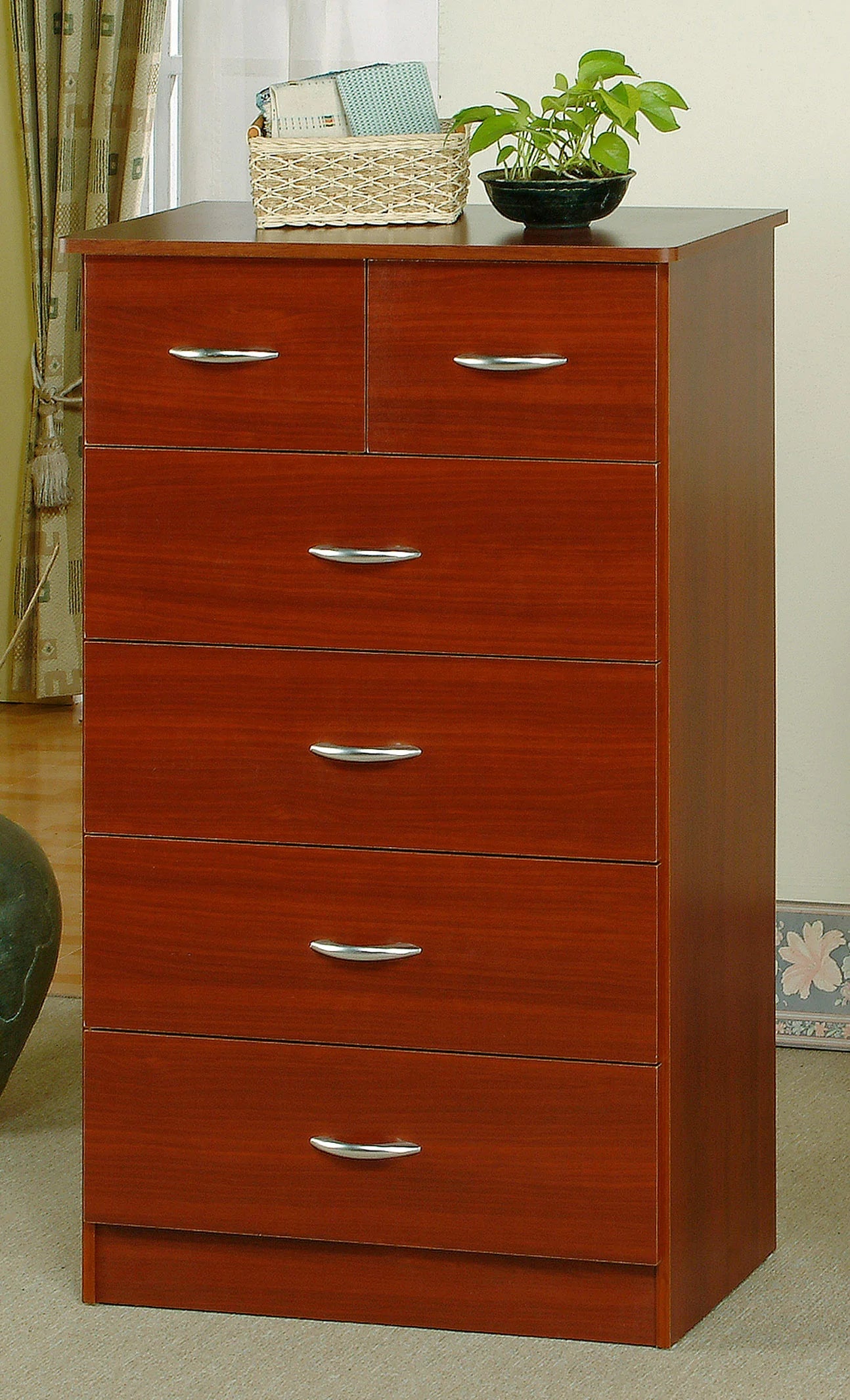6 Drawer Chest Comes in Cherry, Espresso, or Natural Finish - GracePalaceFurniture