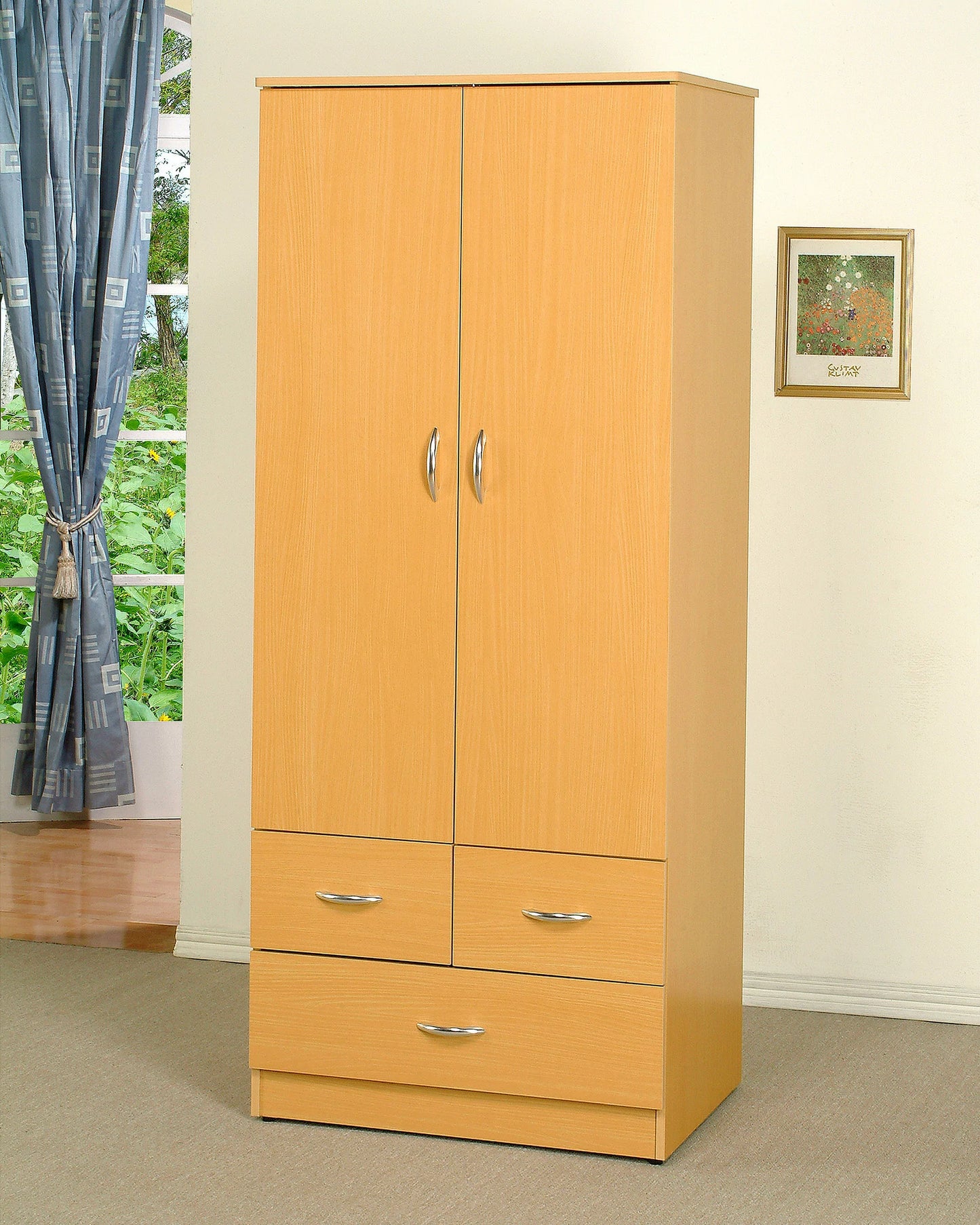 "Cherry Finish Wood Wardrobe Closet Armoire: 2 Doors - GracePalaceFurniture