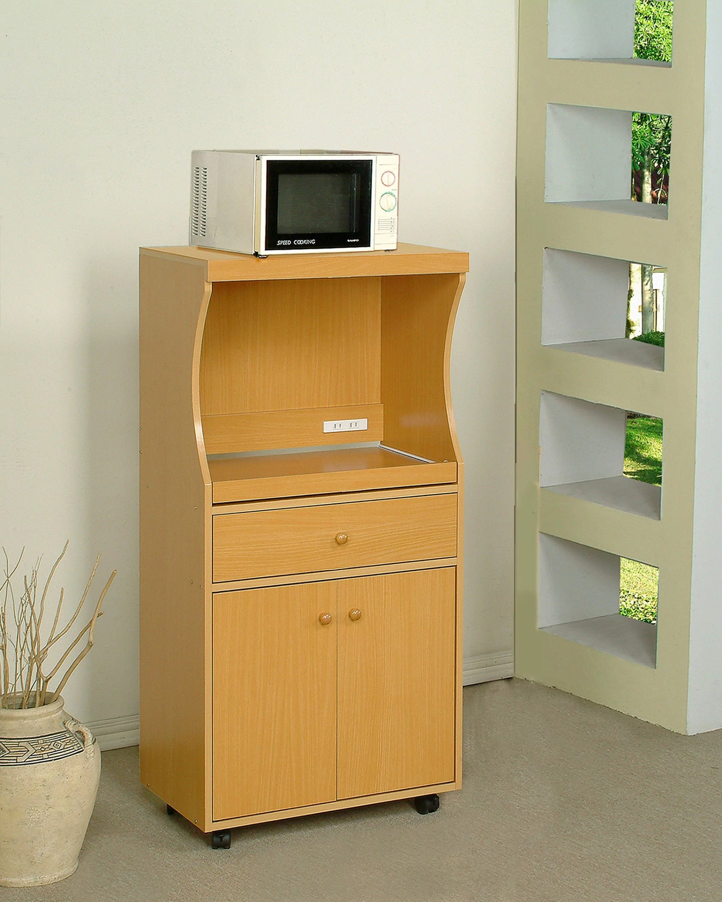 Kitchen Microwave Rack with Electric Socket - GracePalaceFurniture