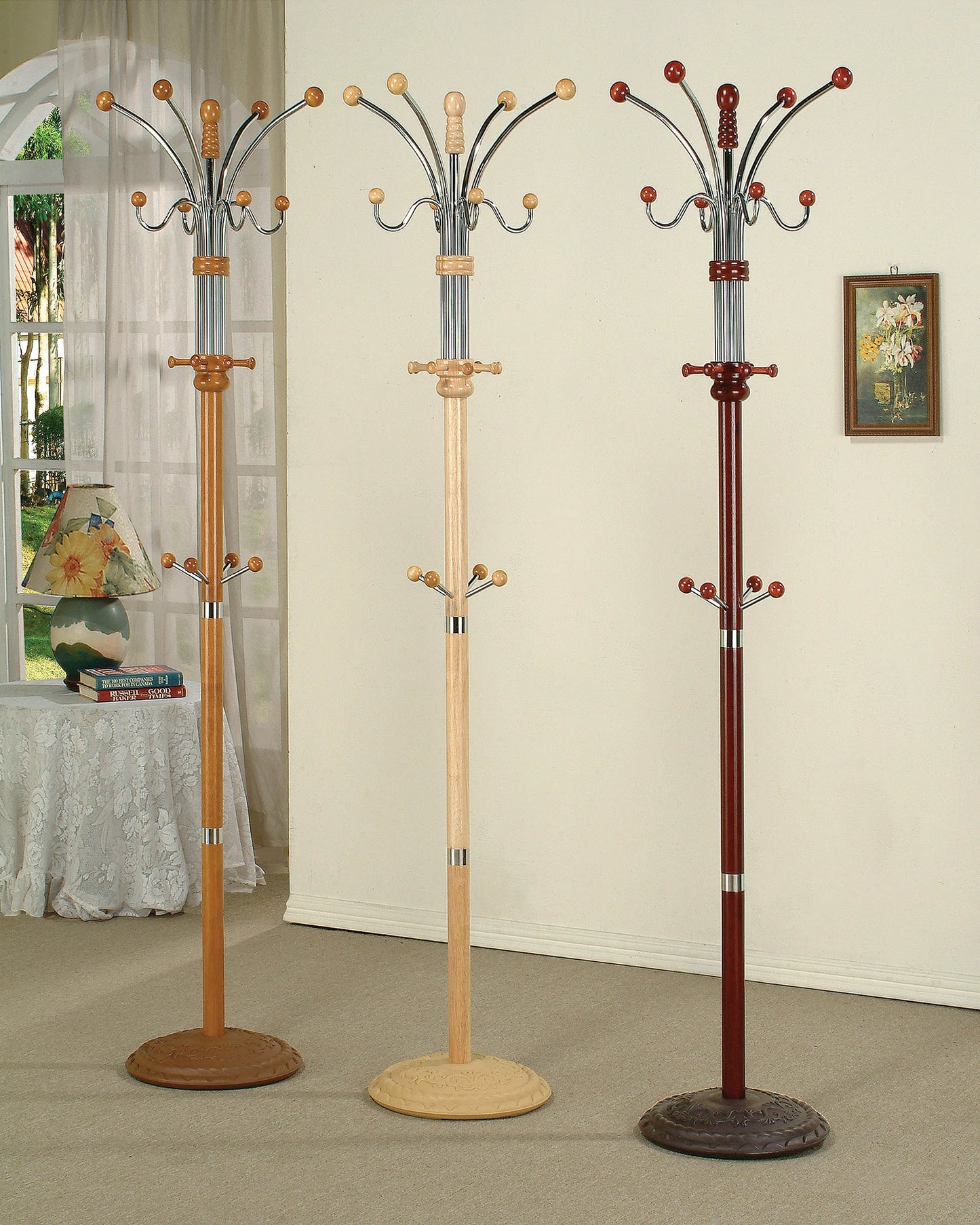 Coat Rack Metal & Wood Ornaments - GracePalaceFurniture