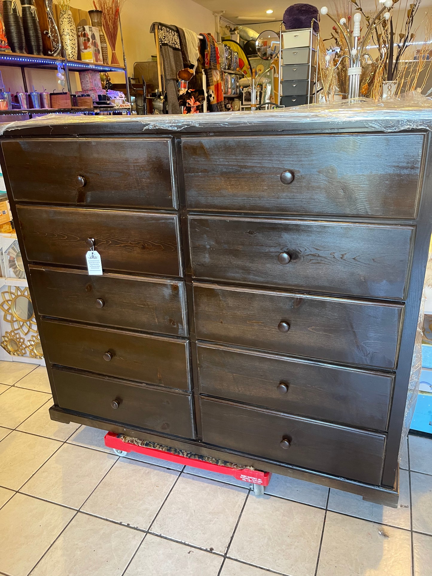 Pine Wood Double Chest Espresso Dresser.