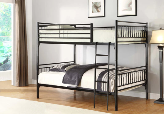 Full / Full Convertible Metal Bunk Bed Black - GracePalaceFurniture