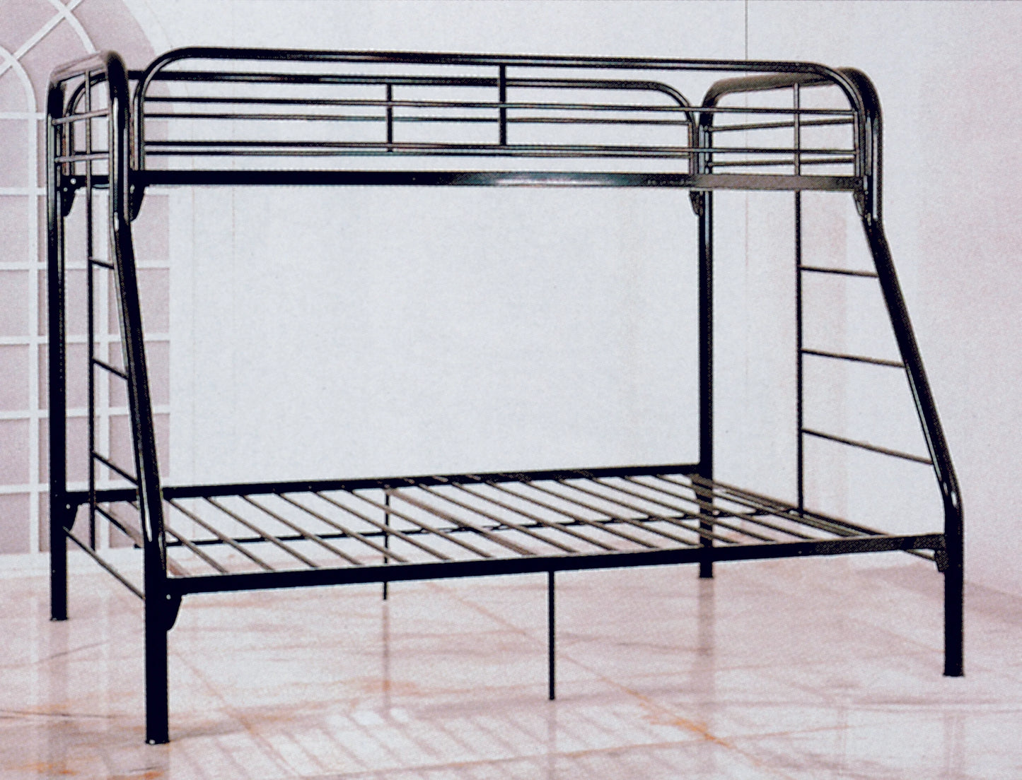 Twin / Full Metal Bunk Bed Black - GracePalaceFurniture