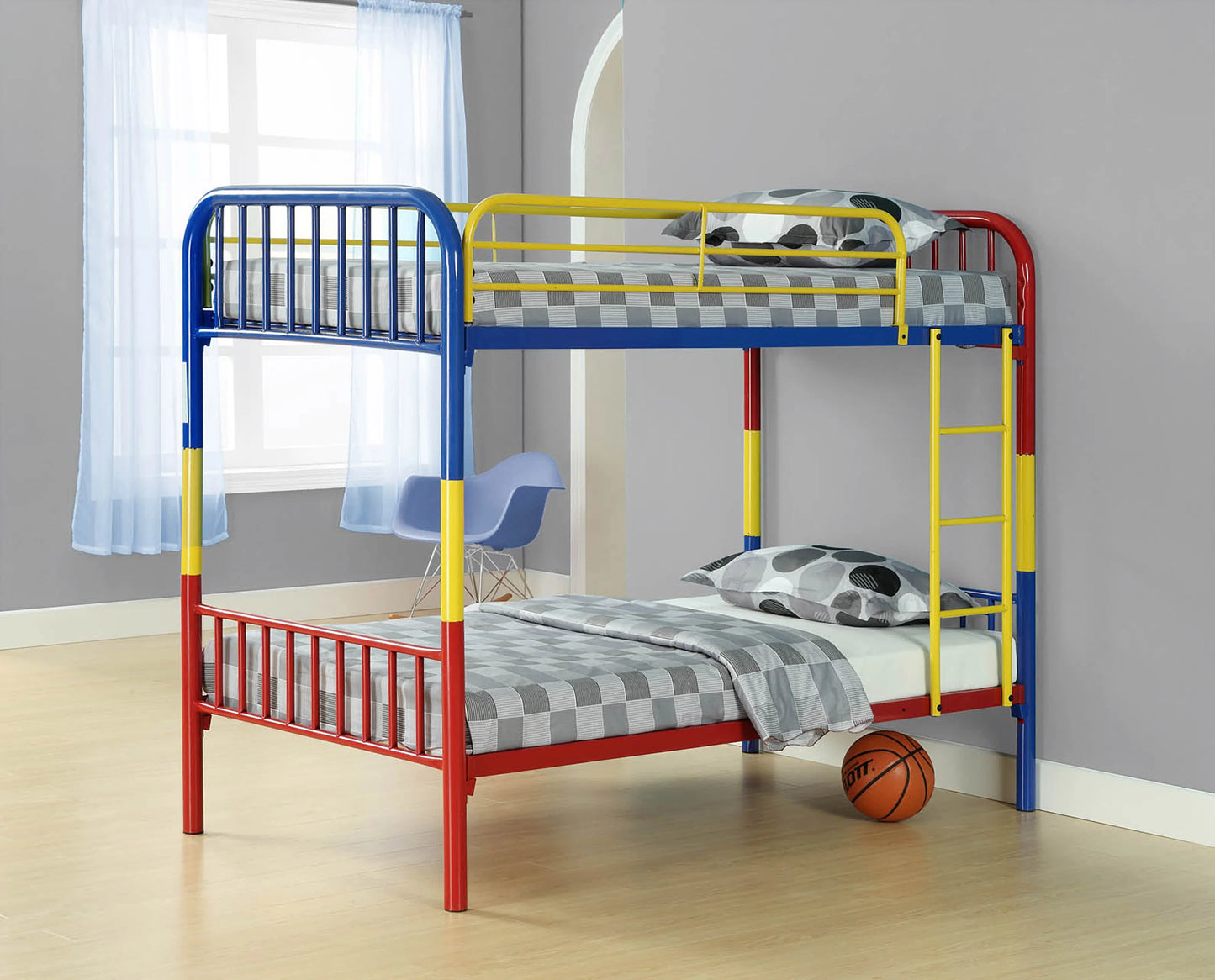 Twin / Twin Convertible Metal Bunk Bed Multi-color - GracePalaceFurniture