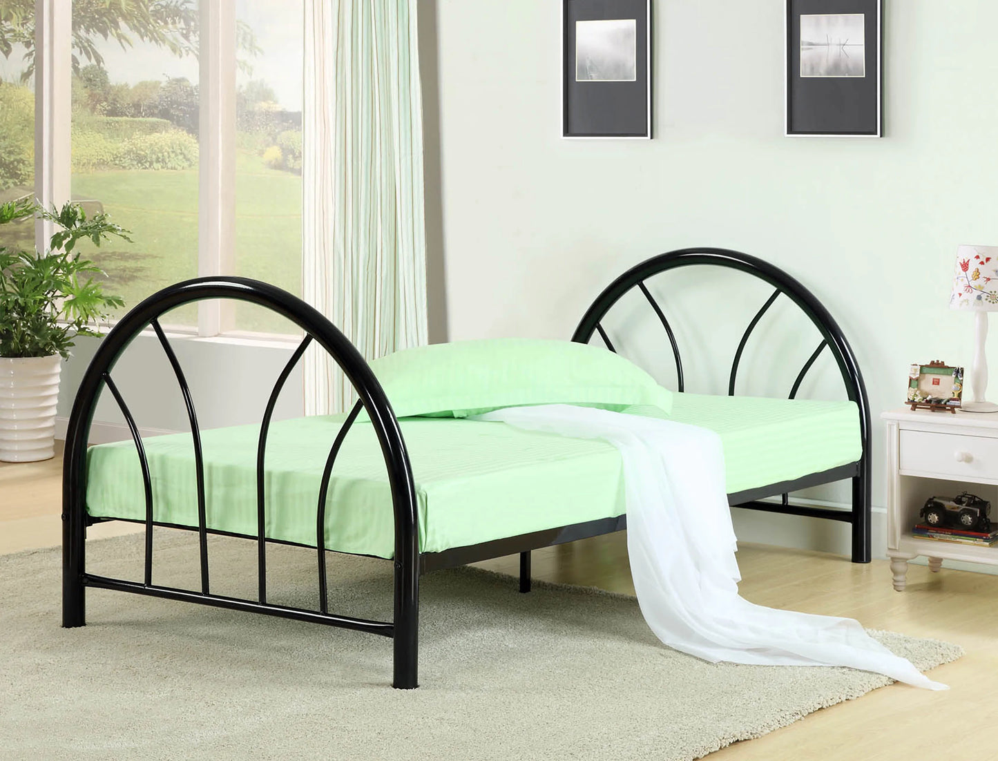 Twin Metal Kid's Bed Comes in Black - GracePalaceFurniture