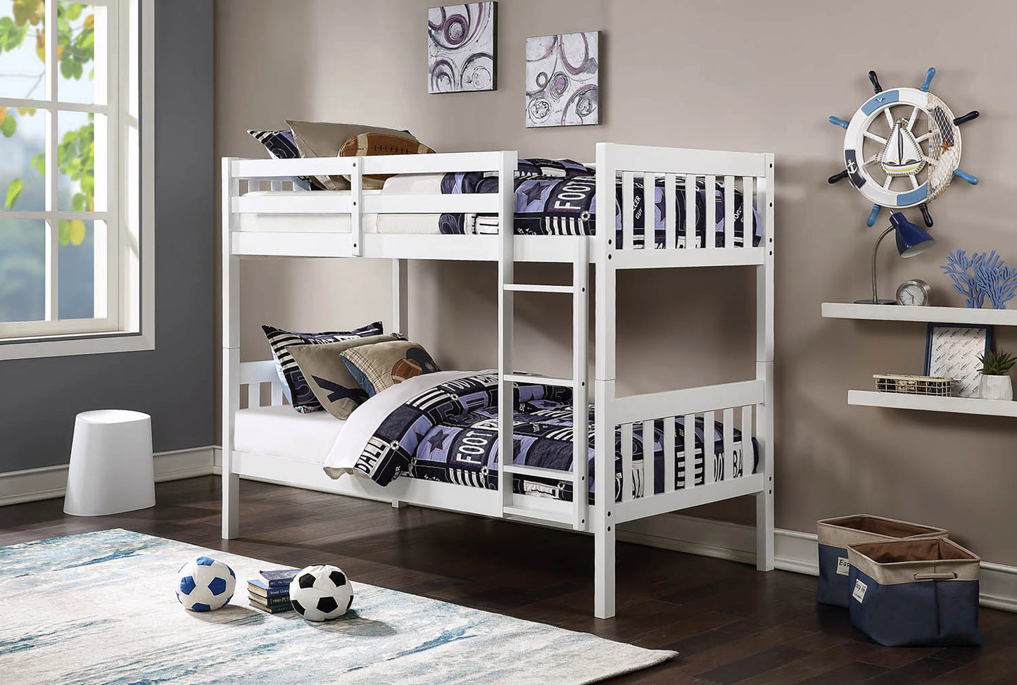 Twin / Twin Bunk Bed Espresso Finish - GracePalaceFurniture
