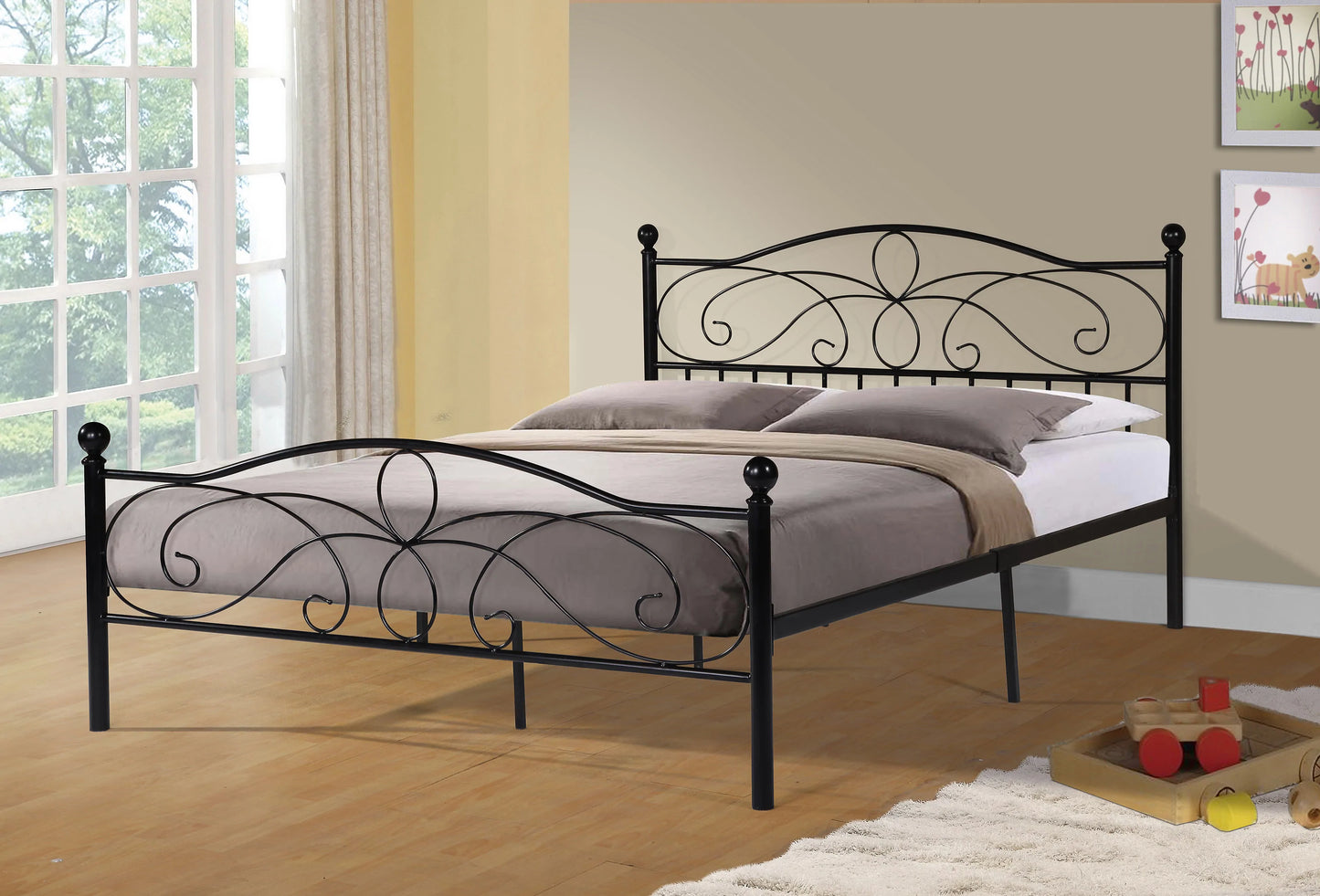 Metal Bed Comes in Black or White Full or Queen Size - GracePalaceFurniture