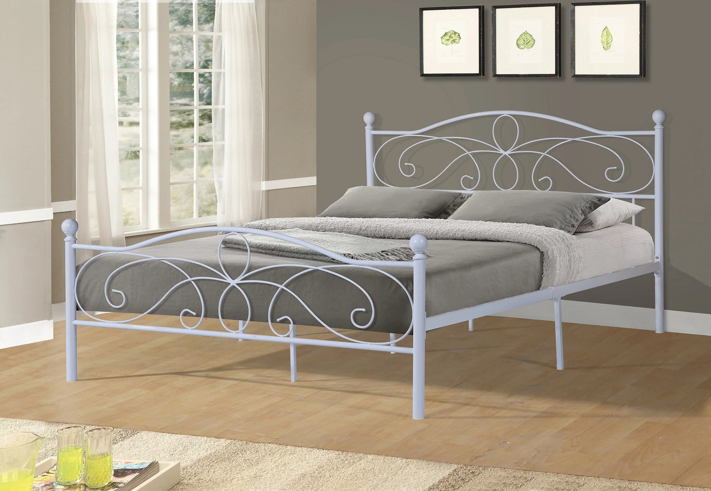 Metal Bed Comes in Black or White Full or Queen Size - GracePalaceFurniture