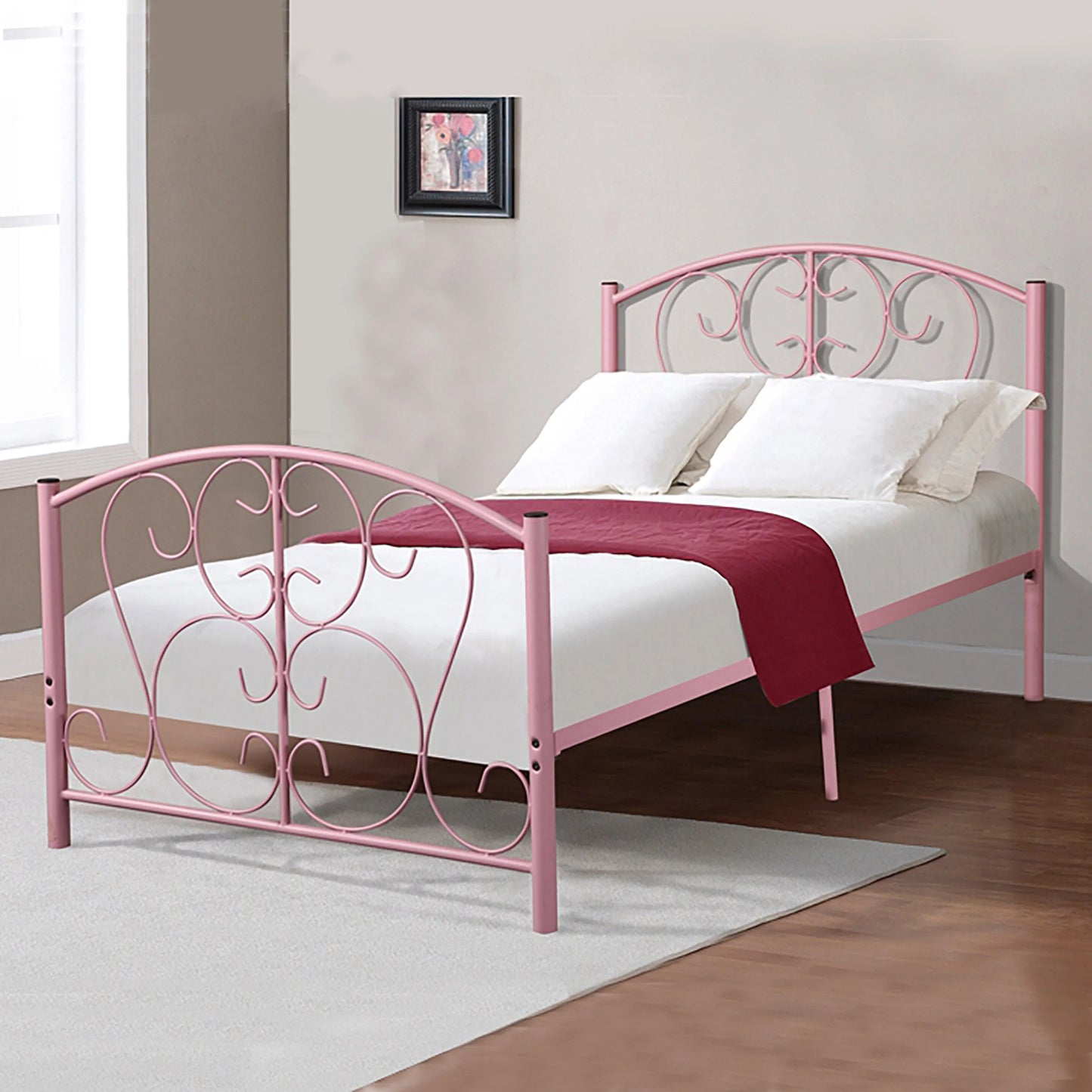 Twin Metal Bed Black or Pin - GracePalaceFurniture