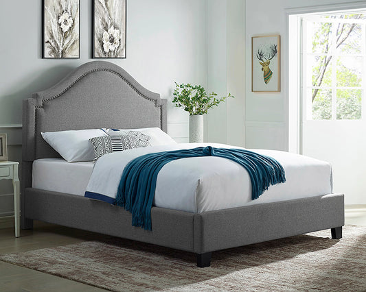Grey Fabric Upholstered Bed - GracePalaceFurniture