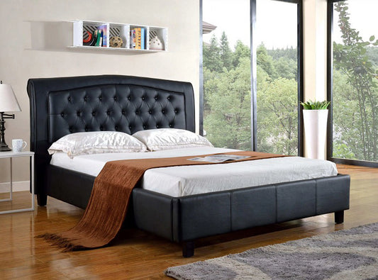 Black PU Upholstered Bed - GracePalaceFurniture