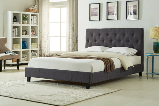 Dark Grey Linen Upholstered Bed Full - GracePalaceFurniture