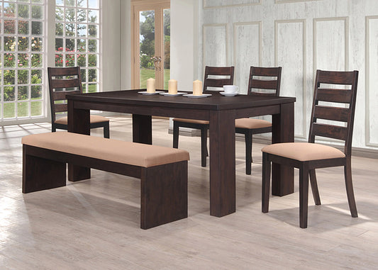 6-pc Set Canora Cappuccino Finish table Set - GracePalaceFurniture