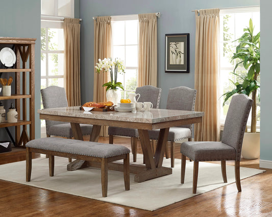 Rectangular Dining Table Real Marble Top - GracePalaceFurniture