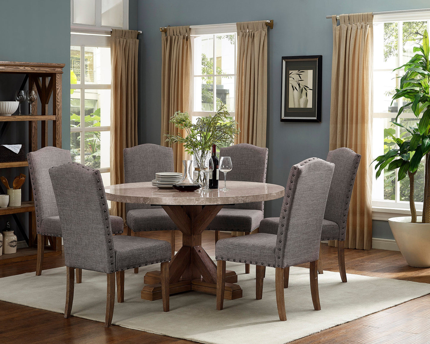Rectangular Dining Table Real Marble Top - GracePalaceFurniture