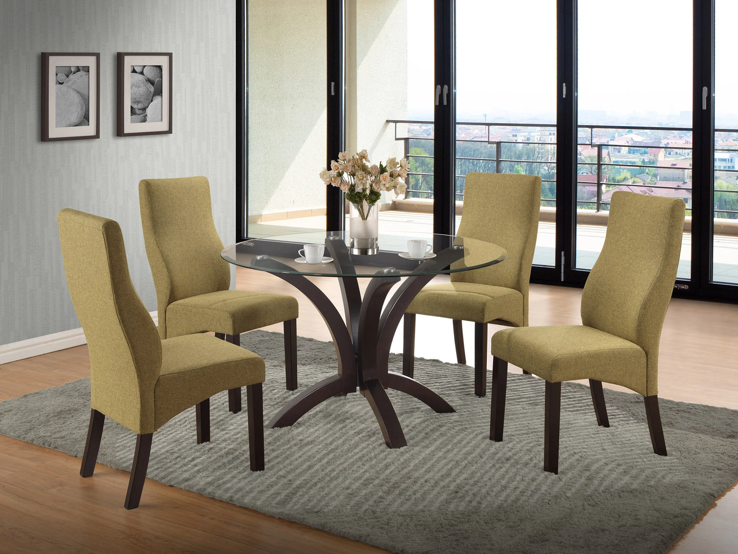 Parson Chair Mustard Green Linen - GracePalaceFurniture