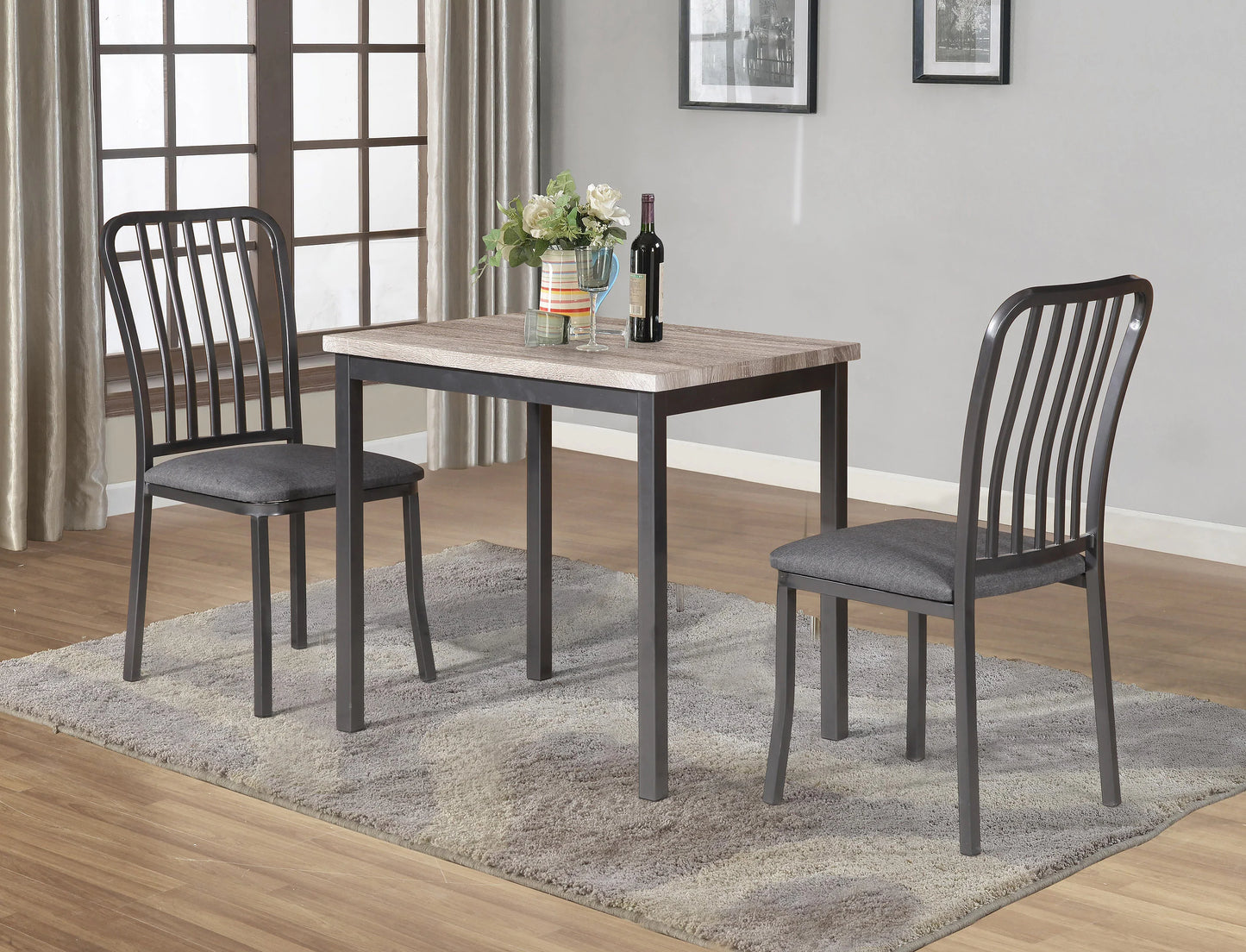 Table with Paper Veneer Top Grey Metal - GracePalaceFurniture