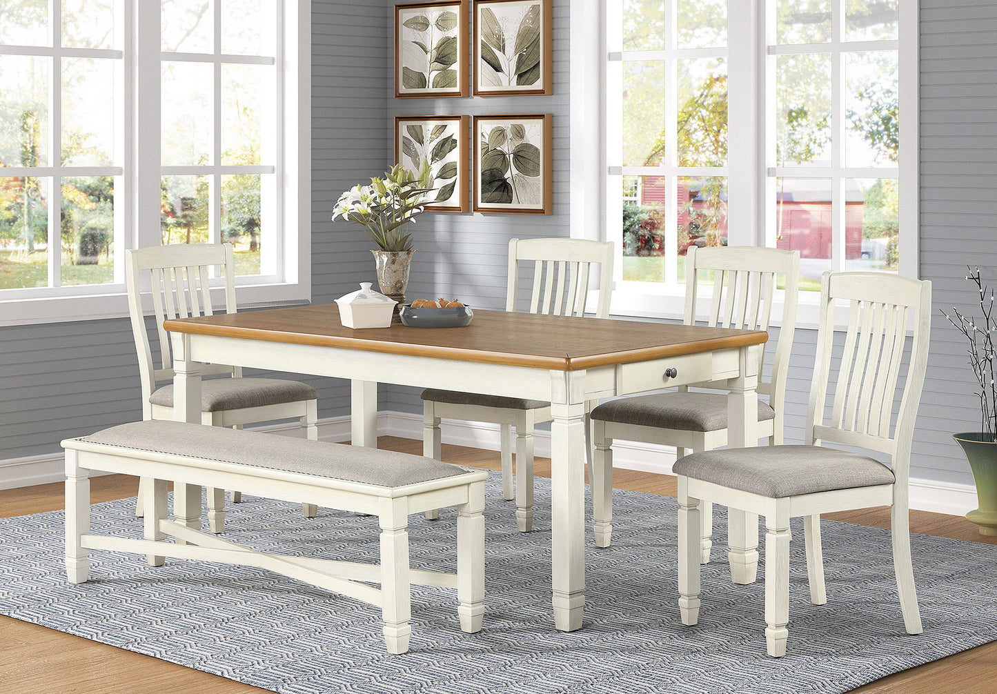 Dining Table Antique White - GracePalaceFurniture