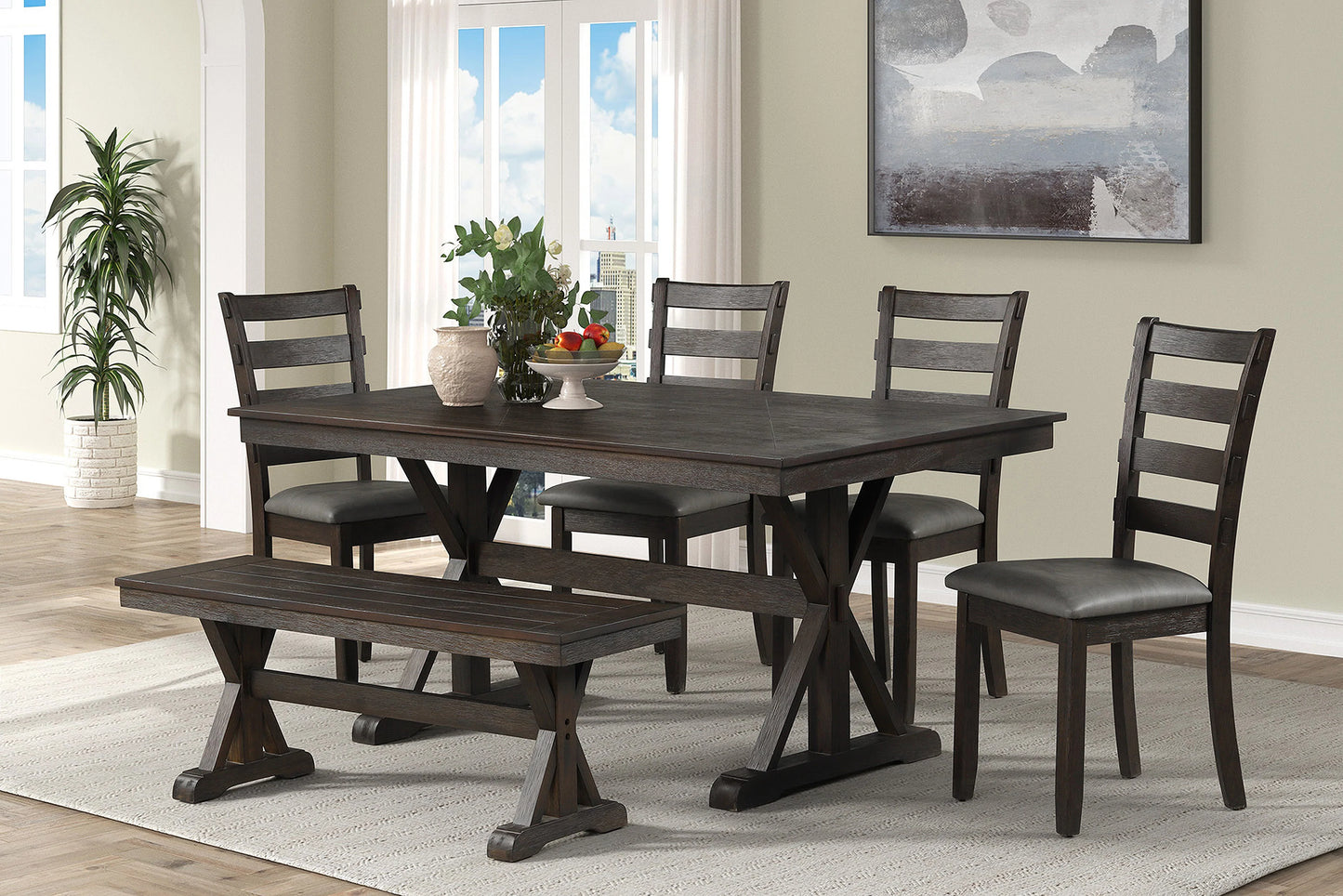 6 Pc CANORA Grey Dark Grey - GracePalaceFurniture