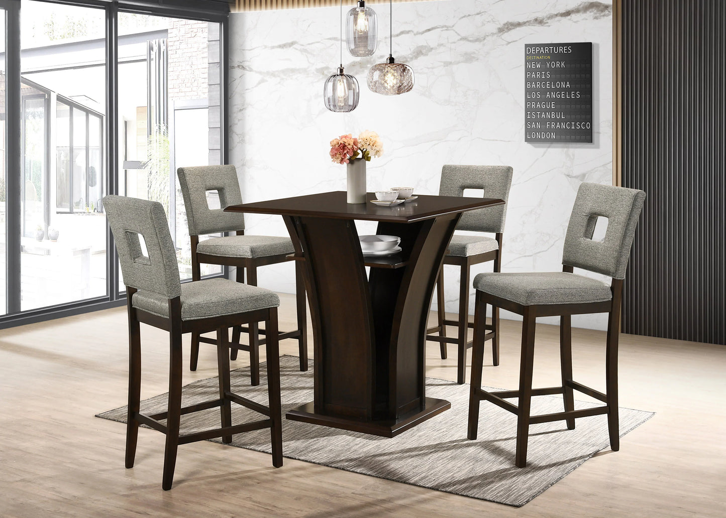 ERICA Square Bar Table Cappuccino - GracePalaceFurniture