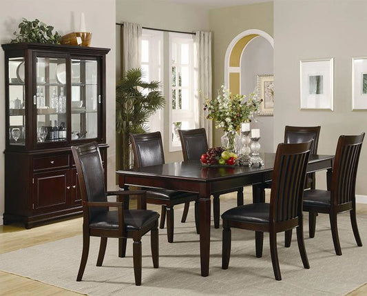 7 Pc Dining Table Set Espresso Finished - GracePalaceFurniture