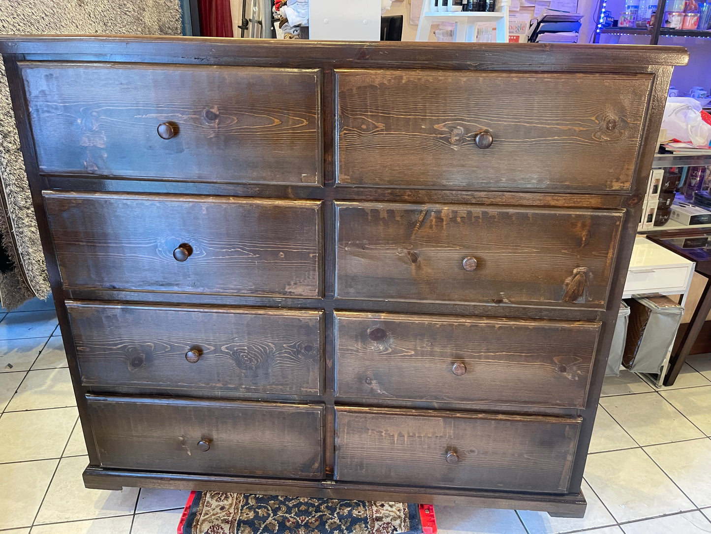 Pine Wood Double Chest Espresso Dresser.