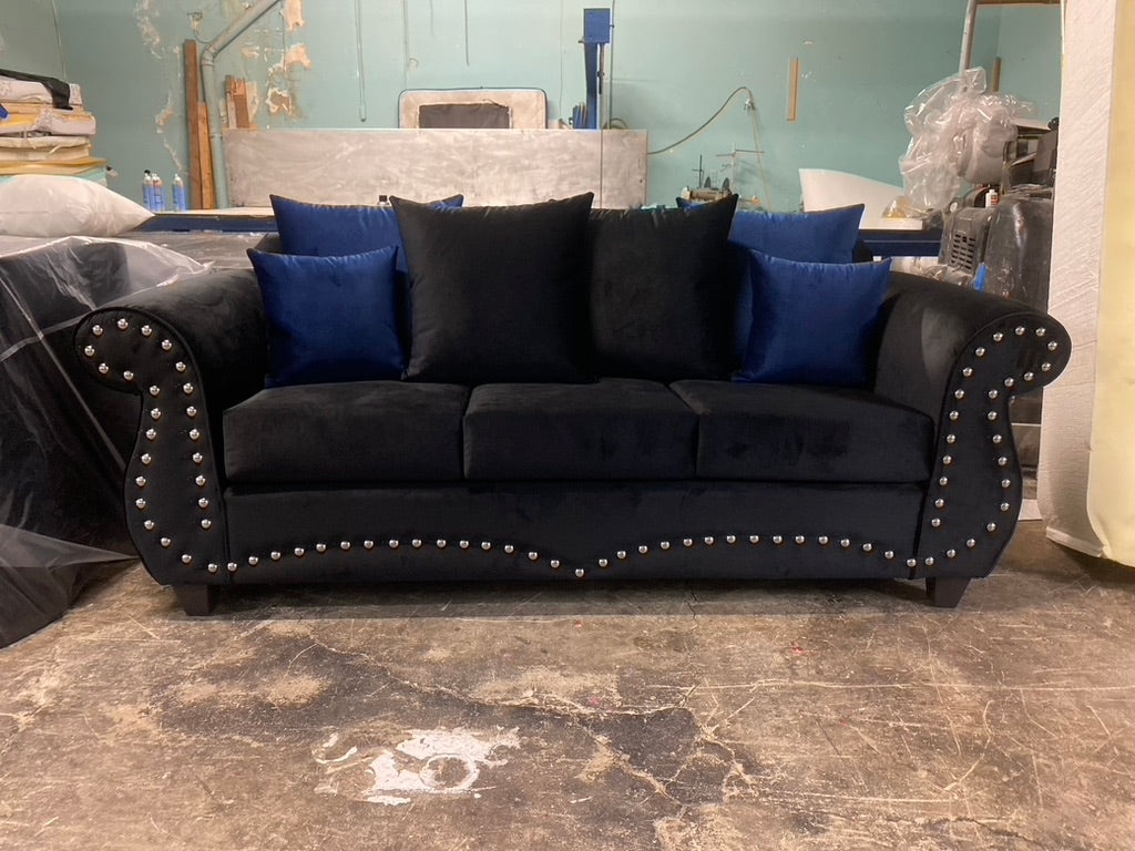 Black Suede Sofa & Love Seat.