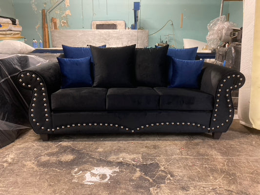 Black Suede Sofa & Love Seat.