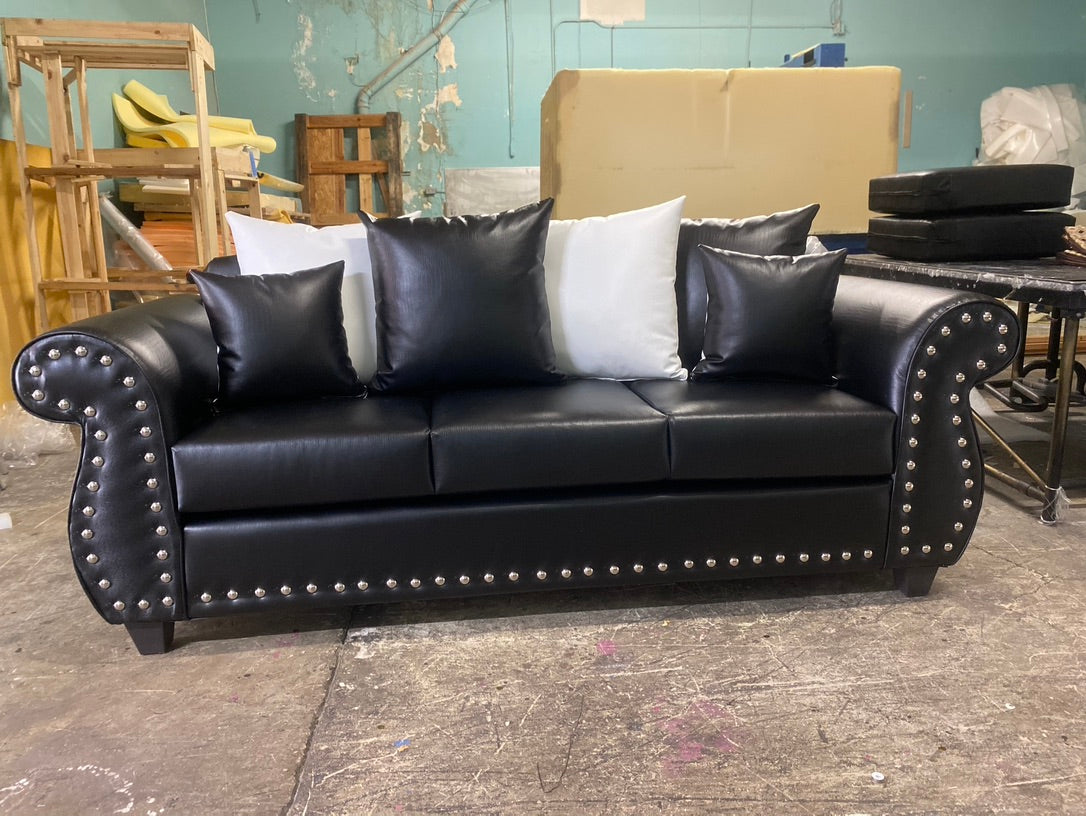 Black Leather Sofa & Love Seat.