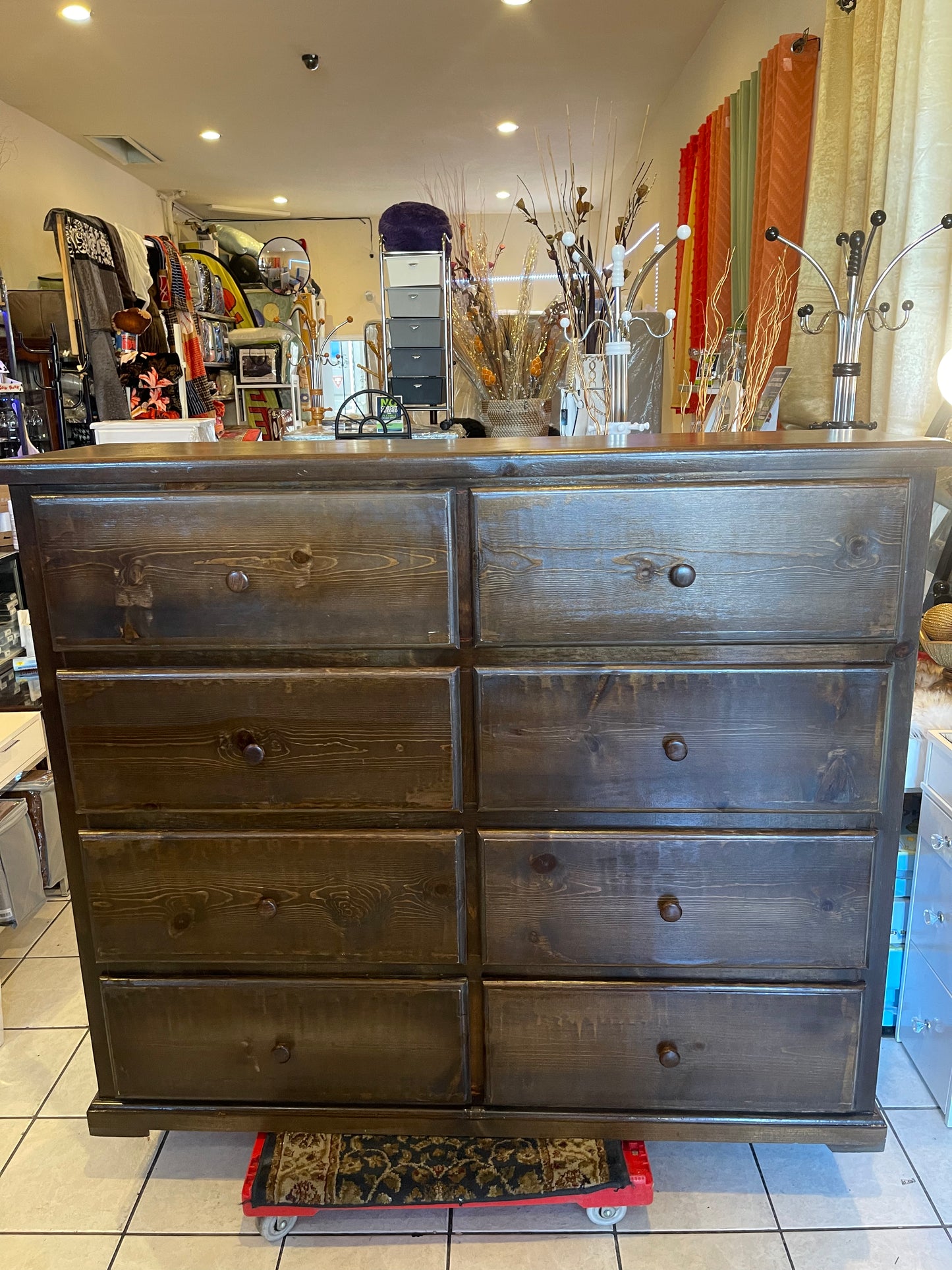 Pine Wood Double Chest Espresso Dresser.