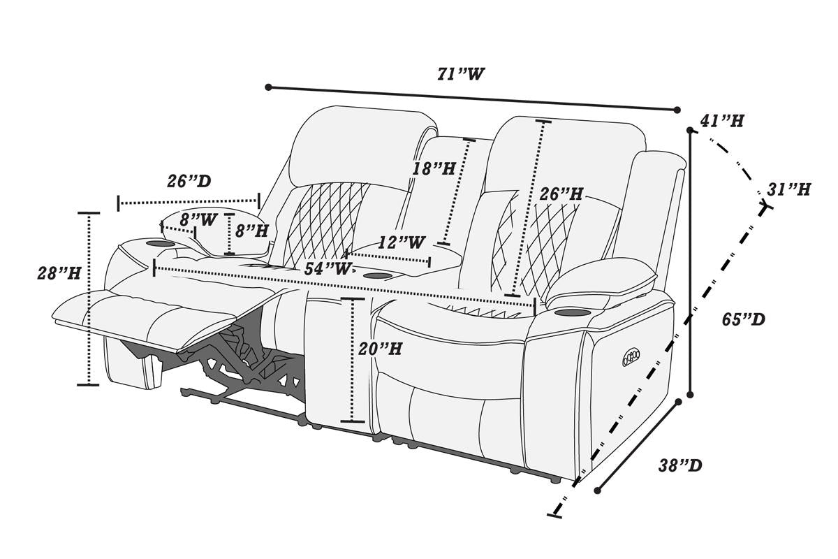 Power Motion Love Seat Brown by Poundex