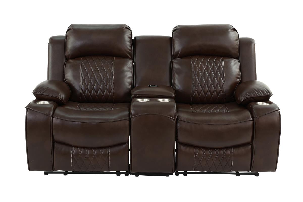 Power Motion Love Seat Brown by Poundex