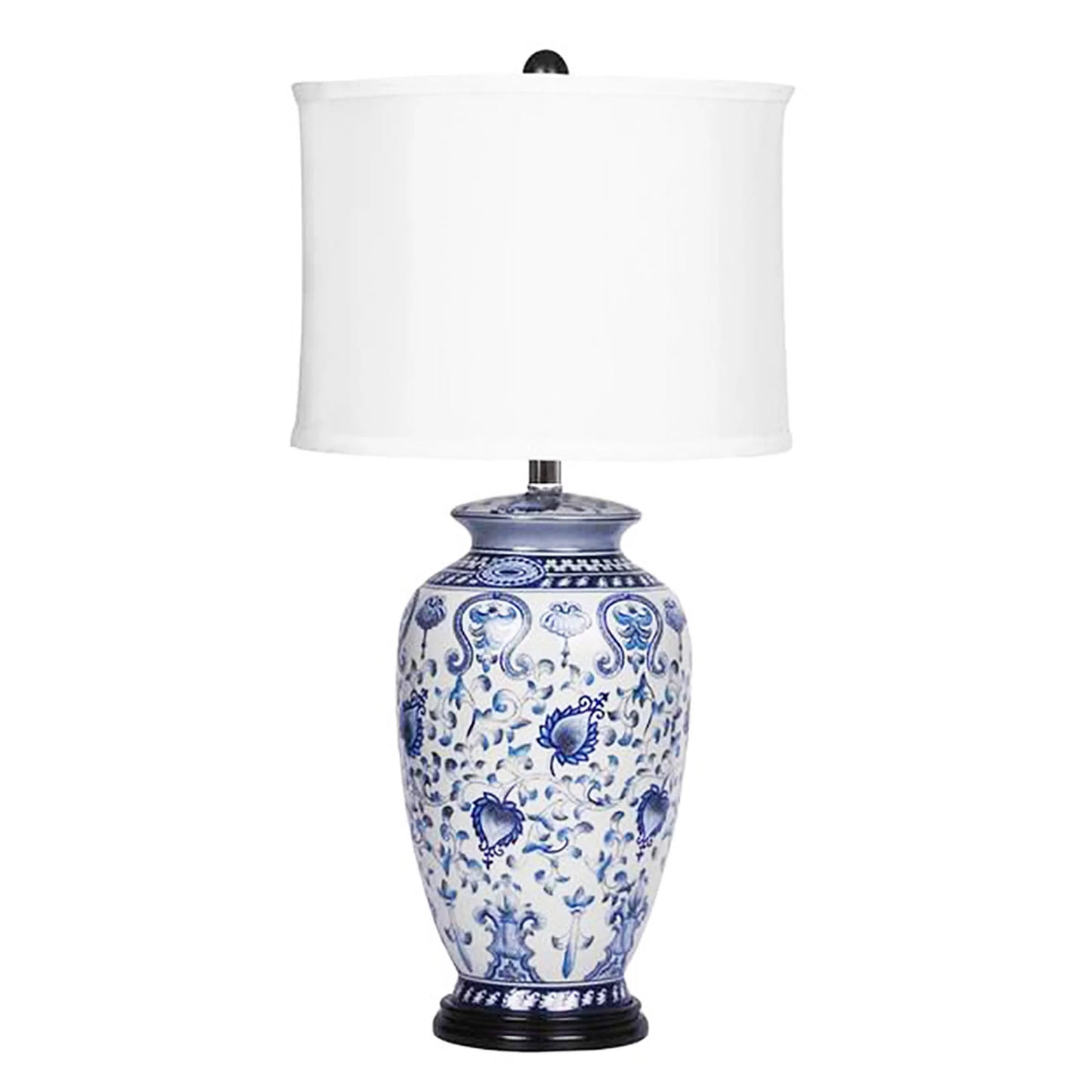 Blue And White Plum Vase Porcelain Ceramic Table Lamp - GracePalaceFurniture