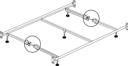 Queen Headboard + Footboard Bed Frame 5 Legs / Rollers - GracePalaceFurniture