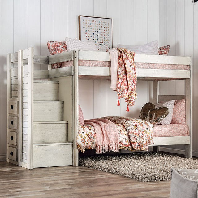 Twin/Twin Bunk Bed Rustic White Pine Wood