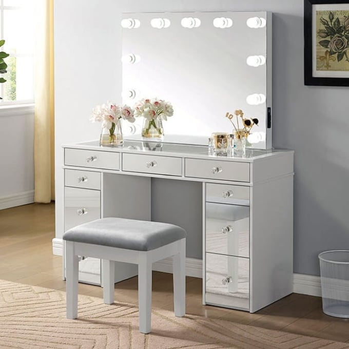 Margret White Gray Vanity Set