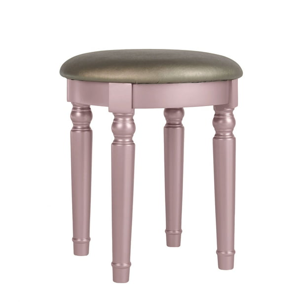 Poundex F4060 Wooden Makeup Vanity Set Desk, Mirror & Stool - Rose Gold