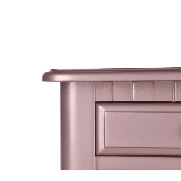 Poundex F4060 Wooden Makeup Vanity Set Desk, Mirror & Stool - Rose Gold