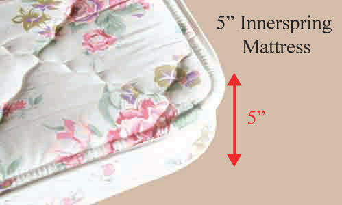 roll-away bed with 5" mattress.