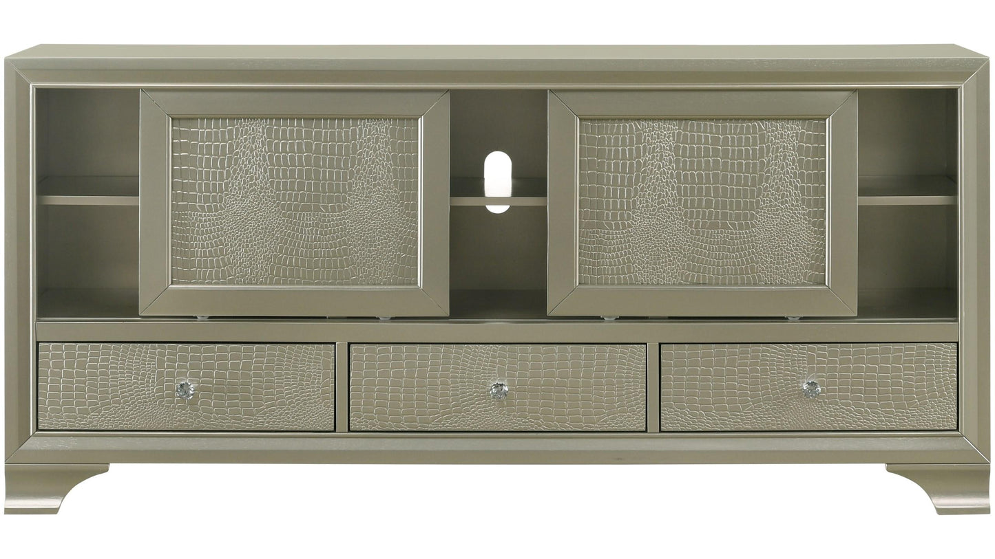 Lyssa Beige TV Stand w/ Crocodile Texture