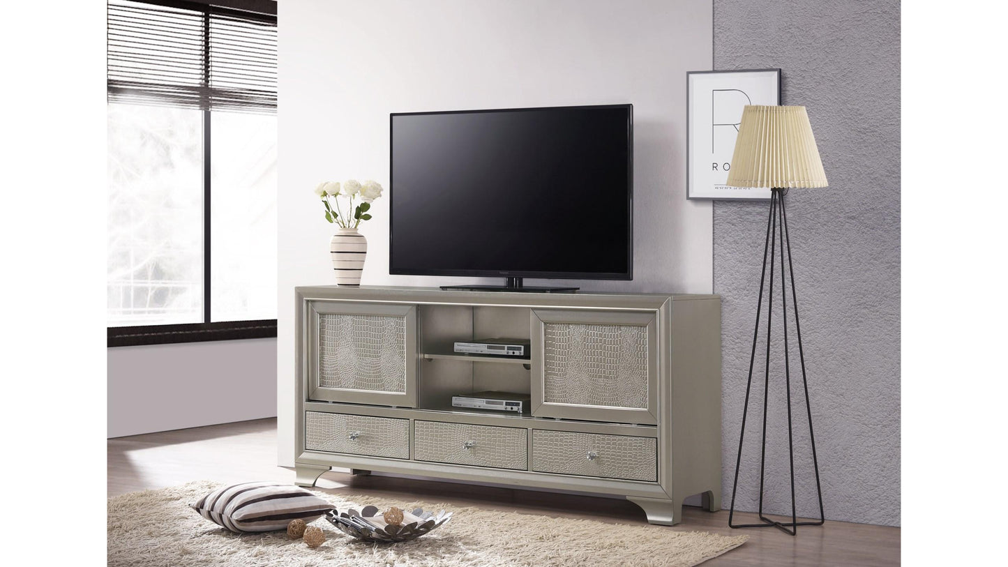 Lyssa Beige TV Stand w/ Crocodile Texture